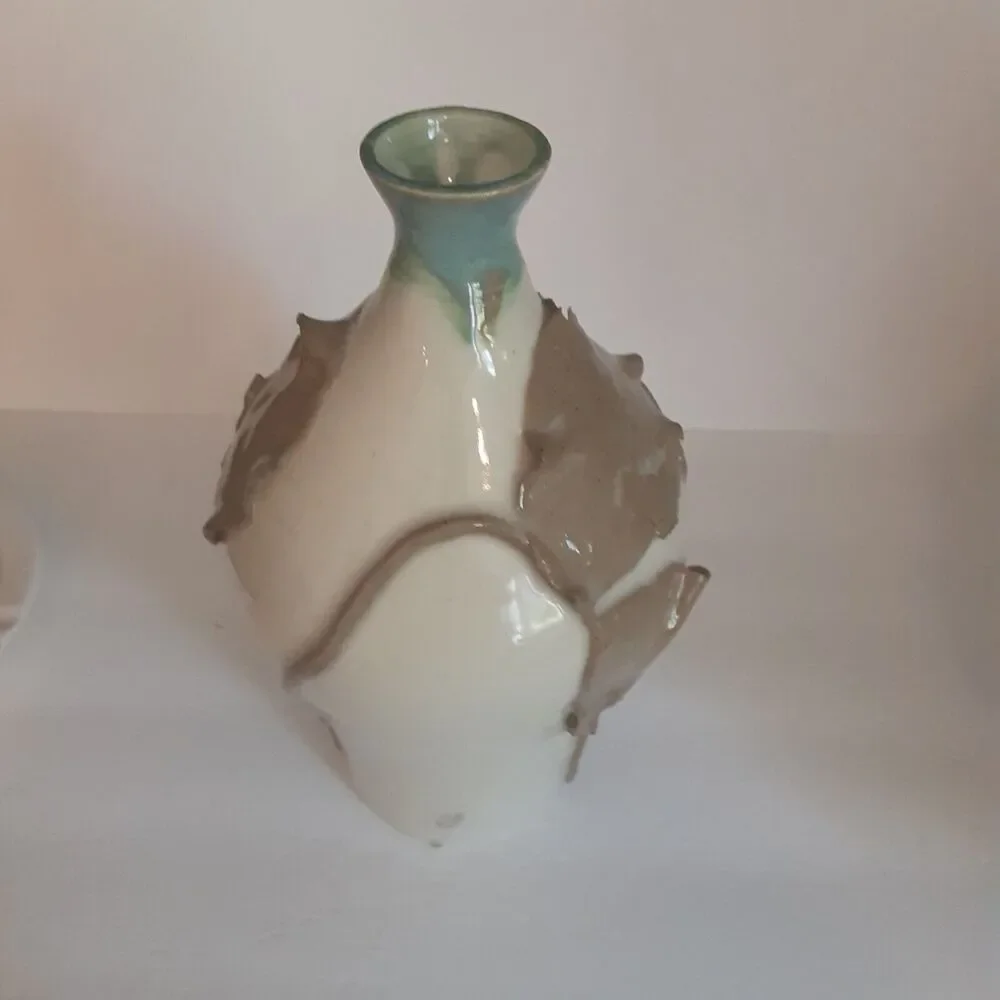 Leaf applique Stoneware Large Decorative Vase Beautiful